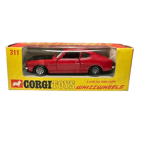 277 - Corgi Whizzwheels Ford Capri red with black bonnet No. 311, generally excellent in excellent window ... 