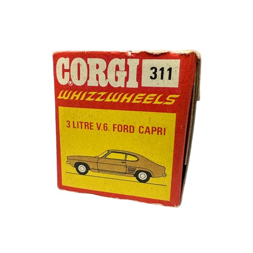 277 - Corgi Whizzwheels Ford Capri red with black bonnet No. 311, generally excellent in excellent window ... 