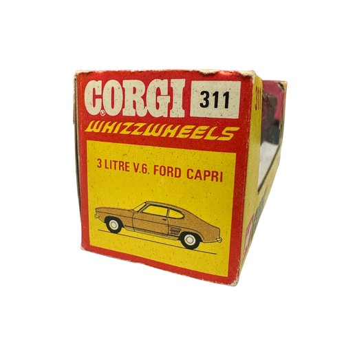 277 - Corgi Whizzwheels Ford Capri red with black bonnet No. 311, generally excellent in excellent window ... 