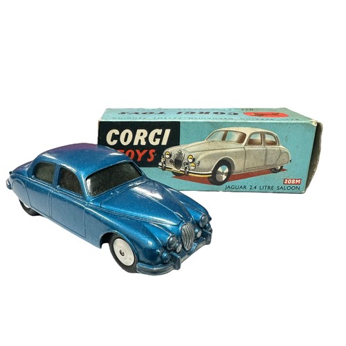 110 - Corgi Jaguar 2.4 Litre metallic dark blue No. 208M, generally excellent to good plus (scratches to b... 