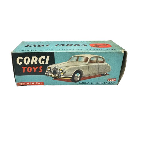 110 - Corgi Jaguar 2.4 Litre metallic dark blue No. 208M, generally excellent to good plus (scratches to b... 