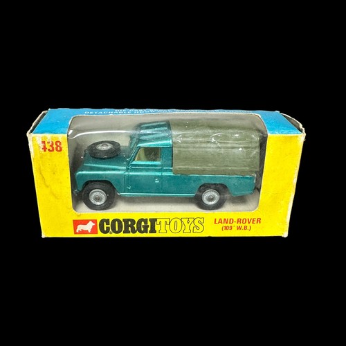 217 - Corgi Land Rover (109 WB) metallic green with green plastic tilt No. 438 and Rice's Beaufort Double ... 