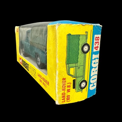 217 - Corgi Land Rover (109 WB) metallic green with green plastic tilt No. 438 and Rice's Beaufort Double ... 