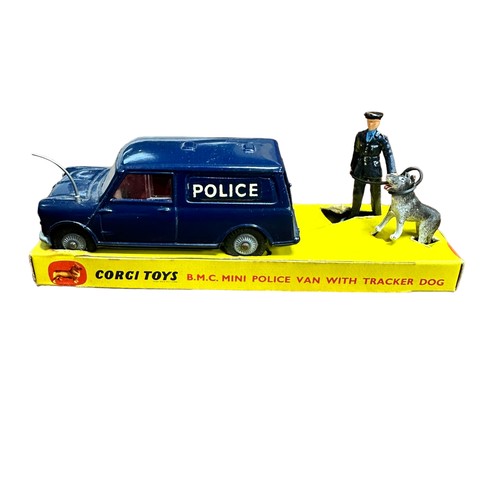 222 - Corgi BMC Mini Police Van No. 448, generally excellent (bent aerial) in good plus box (ink marking 5... 