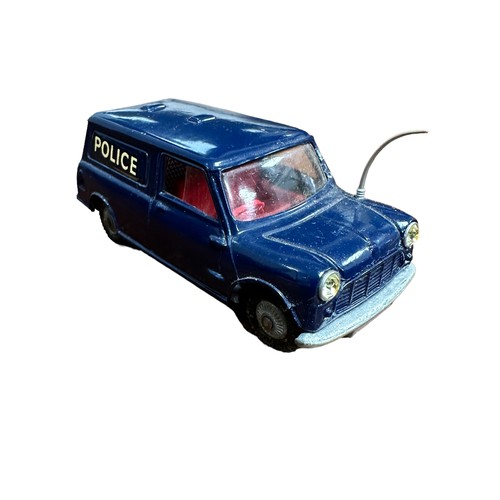 222 - Corgi BMC Mini Police Van No. 448, generally excellent (bent aerial) in good plus box (ink marking 5... 