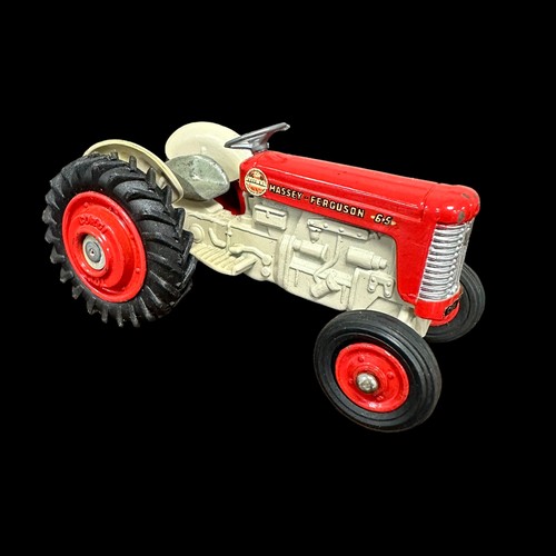 97 - Corgi Massey-Ferguson 65 Tractor No. 50, Tandem Disc Harrow No. 71, Four Furrow Plough No. 61, plus ... 