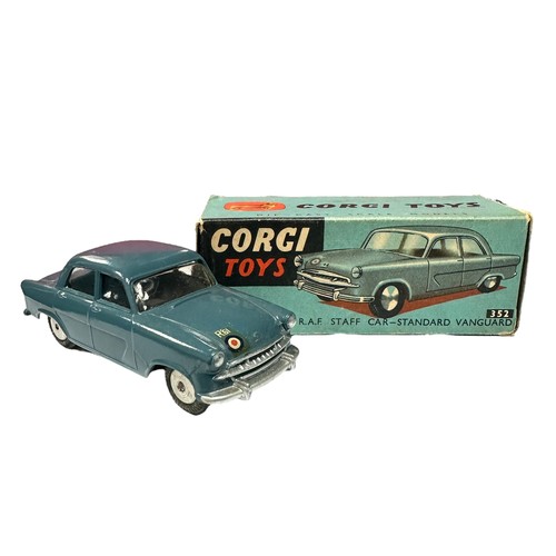 202 - Corgi RAF pair with Standard Vanguard Staff Car No. 352 and Land Rover (surface corrosion to body an... 