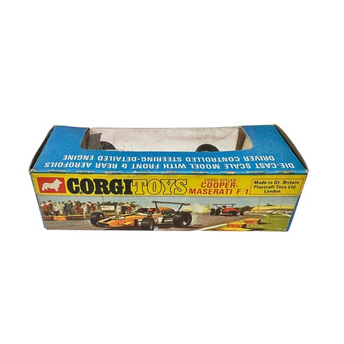 101 - Corgi F1 driver controlled steering Cooper-Maserati race #3 No. 159 and Lotus-Climax race#8 No. 158,... 