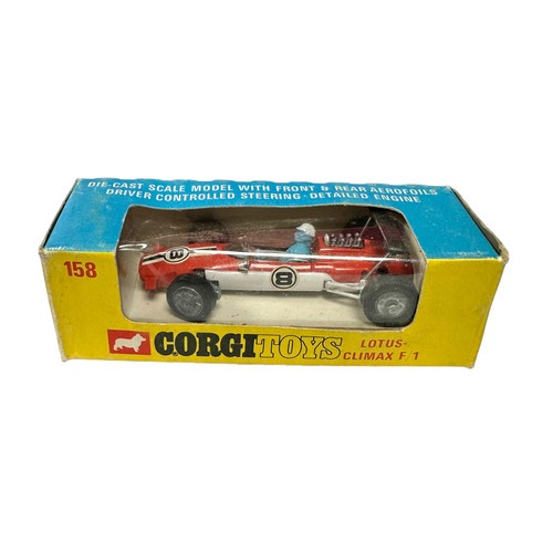 101 - Corgi F1 driver controlled steering Cooper-Maserati race #3 No. 159 and Lotus-Climax race#8 No. 158,... 