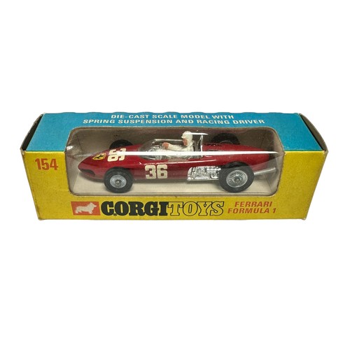 100 - Corgi Ferrari Formula 1 No. 154, generally excellent in good plus window box. Contents unchecked for... 