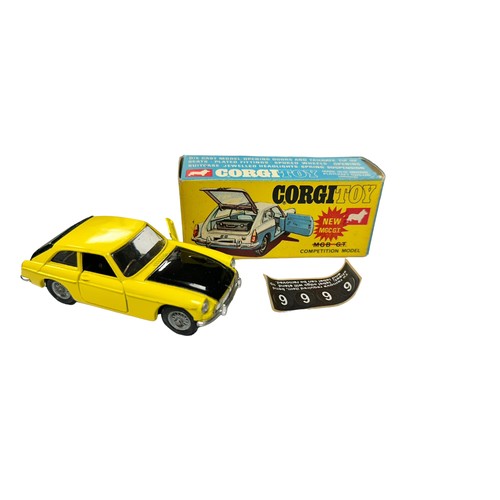 199 - Corgi MGC GT Competition yellow with black bonnet and hatch, wire wheels No. 345, generally excellen... 