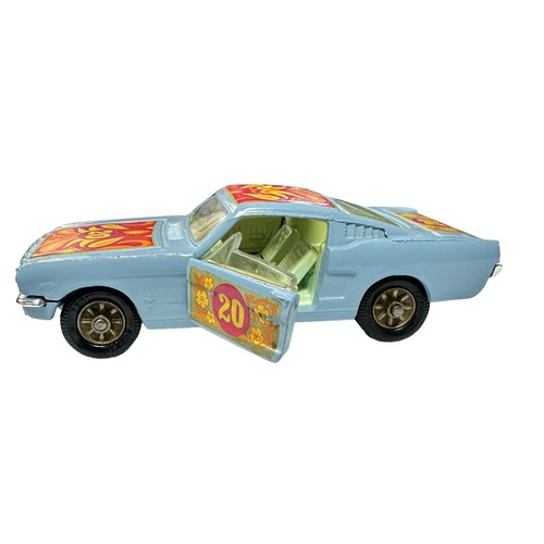 200 - Corgi Ford Mustang Fastback 2+2 Flower Power gold finish cast hubs No. 348, generally excellent in g... 