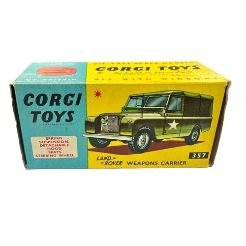 206 - Corgi Land Rover Weapons Carrier with plastic tilt No. 357, generally excellent in excellent to good... 