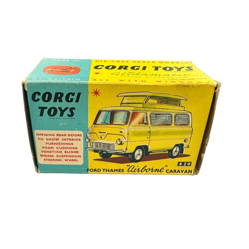 213 - Corgi Ford Thames Airborne Caravan two-tone light green and blue-green No. 420, generally excellent ... 