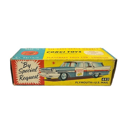 221 - Corgi Plymouth US Mail No. 443, generally excellent in good plus box (pencil marking 4/11 to one end... 