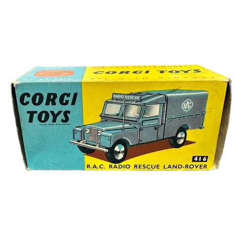 212 - Corgi Land Rover RAC No. 416, generally excellent to good plus (some corrosion to tow hook and axles... 