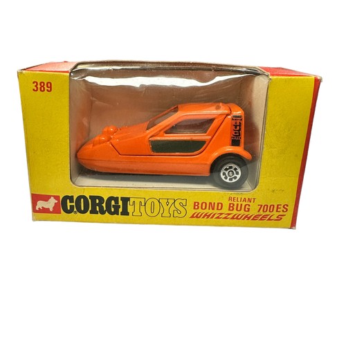 296 - Corgi Whizzwheels Bond Bug orange No. 389, generally excellent in good plus window box (some marking... 