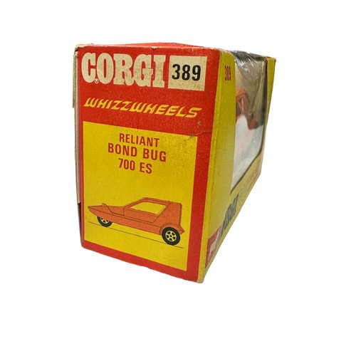 296 - Corgi Whizzwheels Bond Bug orange No. 389, generally excellent in good plus window box (some marking... 