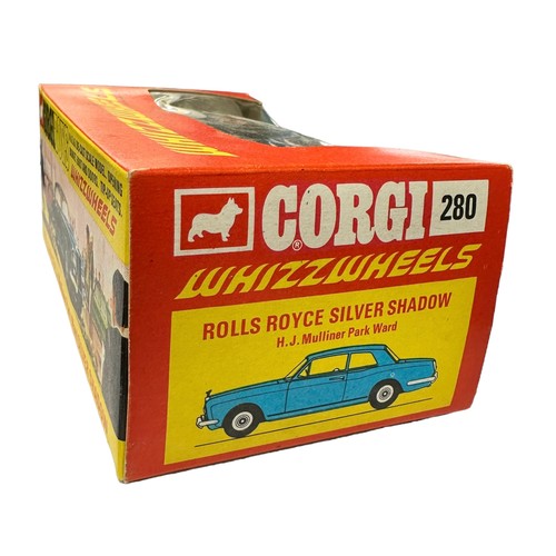 268 - Corgi Whizzwheels Rolls Royce Silver Shadow metallic blue No. 280, generally excellent (without fron... 