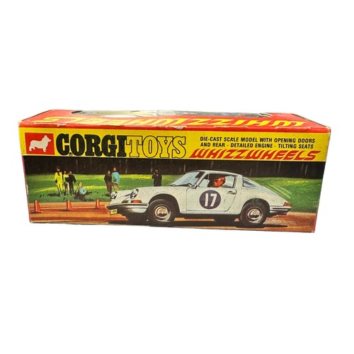 292 - Corgi Porsche 911S Targa metallic blue with gold roof bar No. 382, generally excellent in excellent ... 