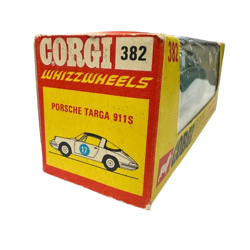 292 - Corgi Porsche 911S Targa metallic blue with gold roof bar No. 382, generally excellent in excellent ... 