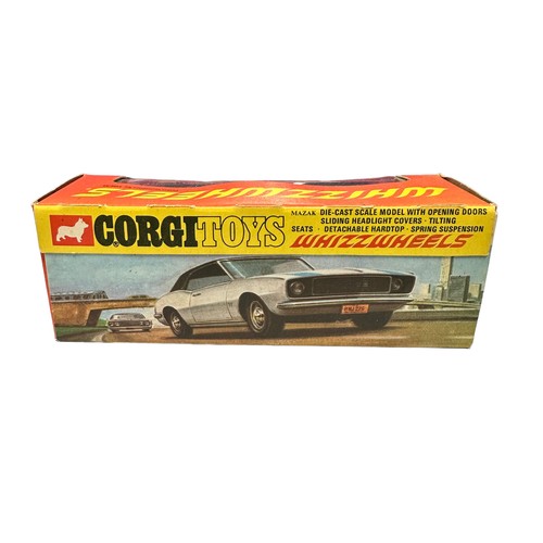 273 - Corgi Whizzwheels Chevrolet Camero SS350 blue with white hood, cream interior and white nose decal N... 