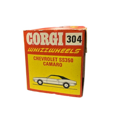 273 - Corgi Whizzwheels Chevrolet Camero SS350 blue with white hood, cream interior and white nose decal N... 