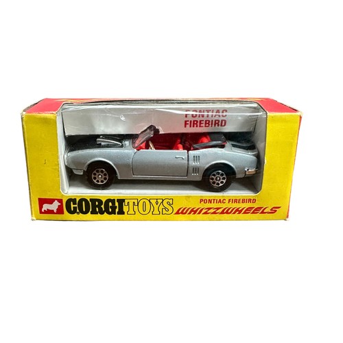 283 - Corgi Whizzwheels Pontiac Firebird silver with hood down and pepperpot-style hubs No. 343, generally... 