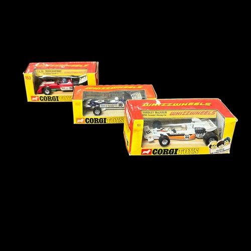 93 - Corgi 1/36th scale F1 motor racing trio, generally excellent in good fair window boxes (some tears, ... 