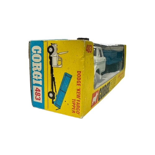 235 - Corgi Dodge Kew Fargo Tipper No. 483, generally excellent in good plus window box (small hole to cel... 