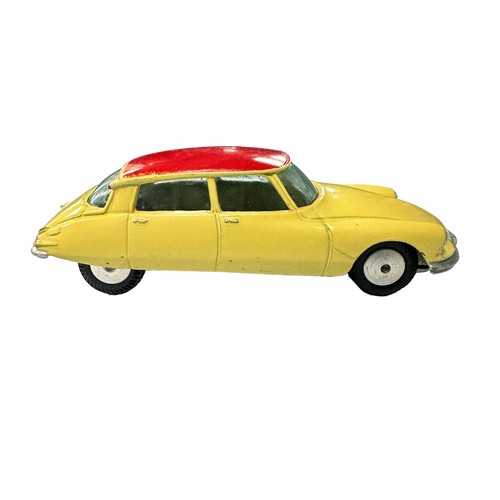 112 - Corgi Citroen D.S. 19 primrose yellow with red roof No. 210, generally excellent to good plus (decal... 