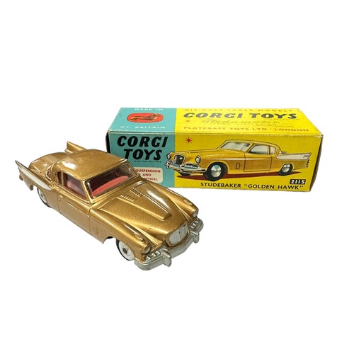 113 - Corgi Studebaker Golden Hawk metallic gold, white flash, red interior and spun hubs No. 211S, genera... 