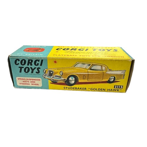 113 - Corgi Studebaker Golden Hawk metallic gold, white flash, red interior and spun hubs No. 211S, genera... 