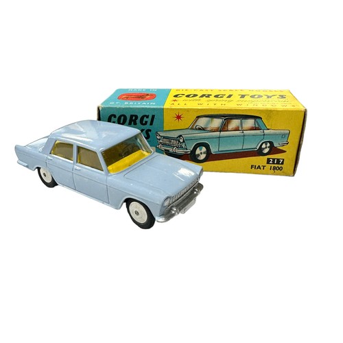 117 - Corgi FIAT 1800 lilac with yellow interior and flat spun hubs No. 217, good plus (some paint mottlin... 