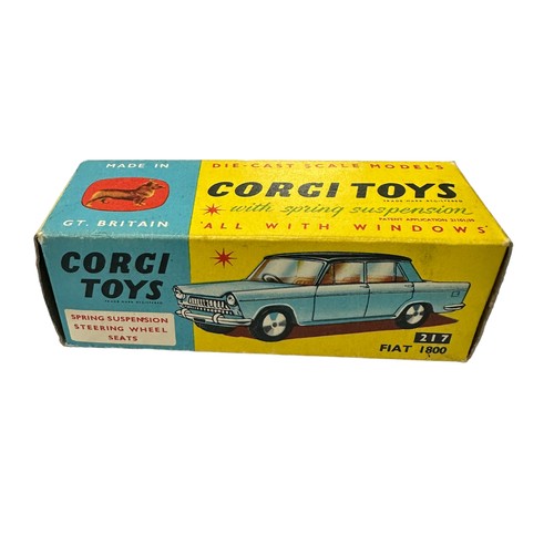 117 - Corgi FIAT 1800 lilac with yellow interior and flat spun hubs No. 217, good plus (some paint mottlin... 