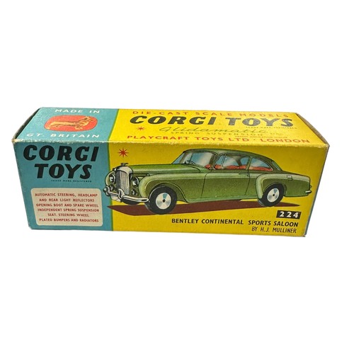 125 - Corgi Bentley Continental Sports two-tone black and silver, red interior, grey tyres No. 224, genera... 