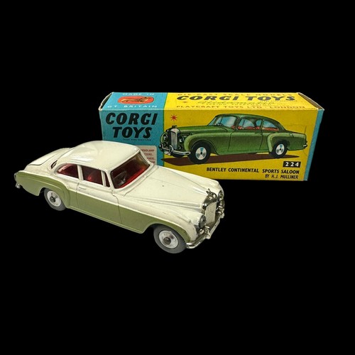 126 - Corgi Bentley Continental Sports two-tone white and green, red interior, grey tyres No. 224, general... 