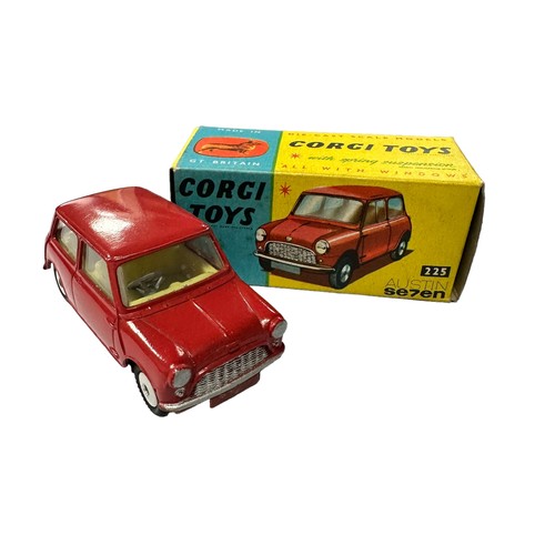 127 - Corgi Austin Se7en red with lemon interior No. 225, generally excellent in excellent box (small inde... 