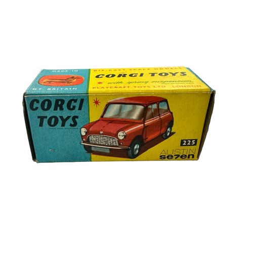 127 - Corgi Austin Se7en red with lemon interior No. 225, generally excellent in excellent box (small inde... 