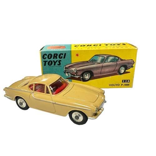 129 - Corgi Volvo P.1800 beige with red interior and spun hubs No. 228, generally excellent in good plus b... 