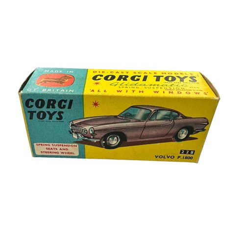 129 - Corgi Volvo P.1800 beige with red interior and spun hubs No. 228, generally excellent in good plus b... 