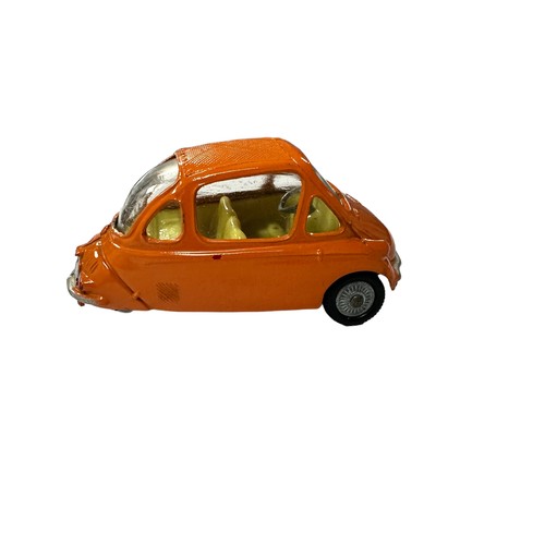 133 - Corgi Heinkel Economy orange w/lemon interior and cast hubs No. 233, generally excellent to good plu... 