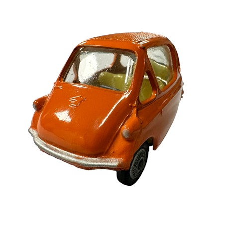 133 - Corgi Heinkel Economy orange w/lemon interior and cast hubs No. 233, generally excellent to good plu... 