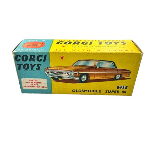 134 - Corgi Oldsmobile Super 88 pale blue and white stripe with red interior No. 235, generally excellent ... 