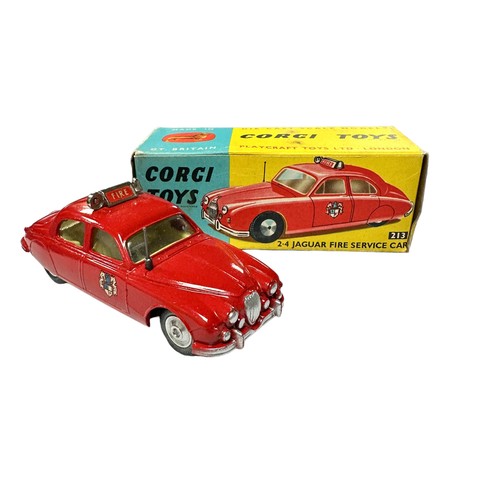 114 - Corgi Jaguar 2.4 Litre Fire Service No. 213S, generally excellent in good plus box (213S label to on... 