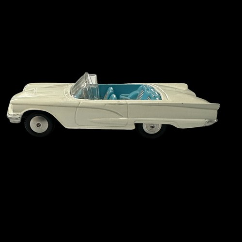 116 - Corgi Ford Thunderbird Open Sports white with pale blue interior and flat hubs No. 215, generally ex... 