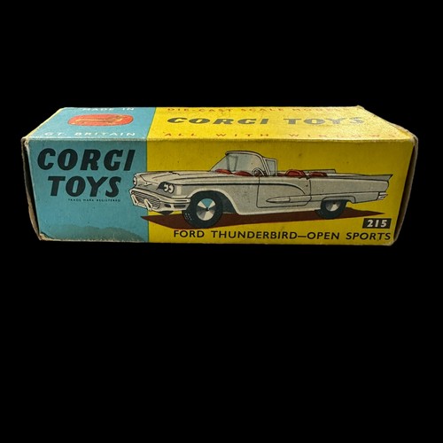 116 - Corgi Ford Thunderbird Open Sports white with pale blue interior and flat hubs No. 215, generally ex... 