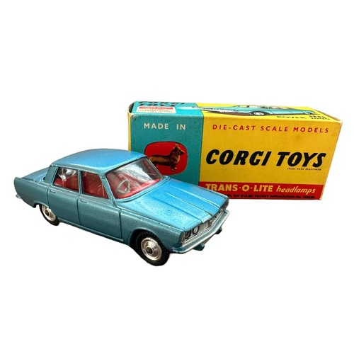 147 - Corgi Rover 2000 No. 252, generally excellent in excellent box, metallic blue with red interior, spu... 