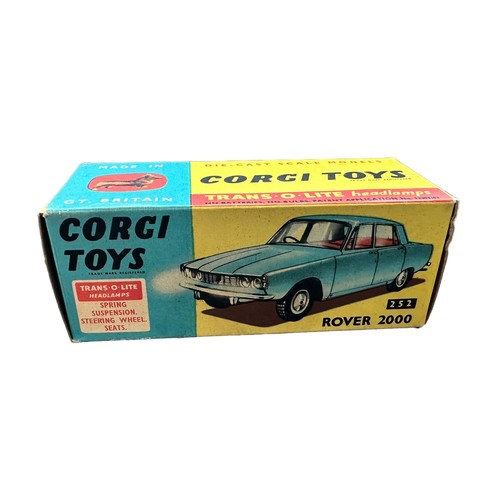 147 - Corgi Rover 2000 No. 252, generally excellent in excellent box, metallic blue with red interior, spu... 