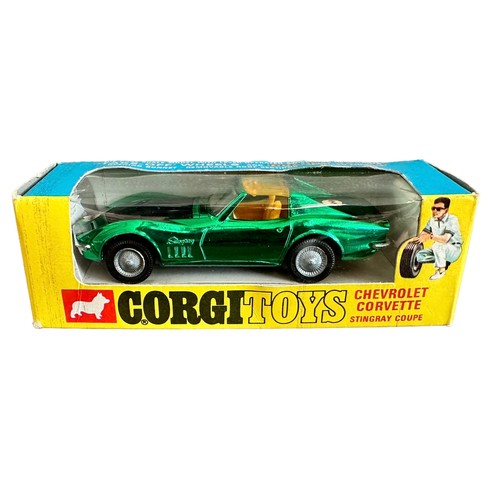 165 - Corgi Chevrolet Corvette Stingray No. 300, generally excellent in good plus window box, green (vacum... 